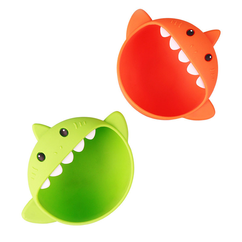 Food Grade Silicone Shark Shape Bowl Baby Tableware with Suction Anti- Slip Bpa Free Silicone Toddler Bowl Tableware Feeding set